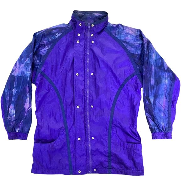 Vintage Lavon 80s Windbreaker Nylon Zip Up Jacket Purple Blue Size Small ***READ - Picture 2 of 12
